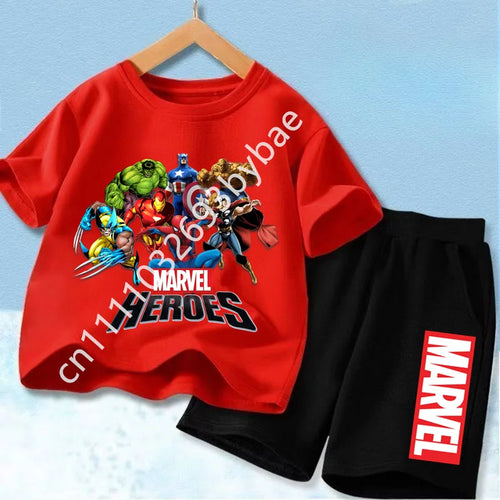 T-Shirt Avengers Marvel Heroes Enfant - Ensemble Rouge Groupe