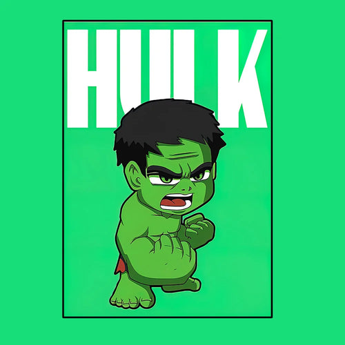 Poster Avengers Hulk - Style Chibi Fond Vert
