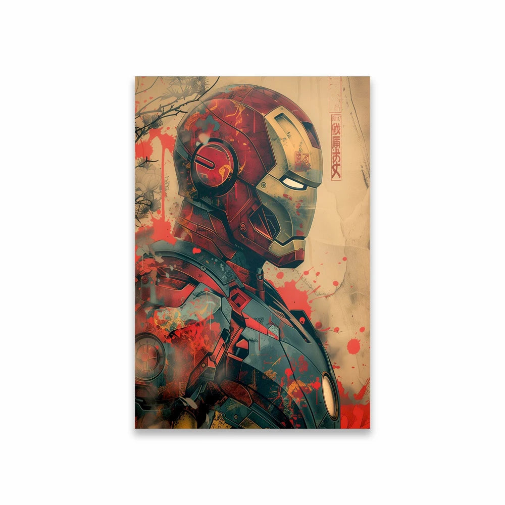 Poster Avengers Iron Man - Profil Casque Éclaboussures Rouge