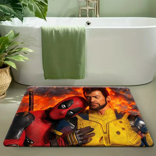 Tapis de Bain Deadpool & Wolverine - Duo Flammes Explosion