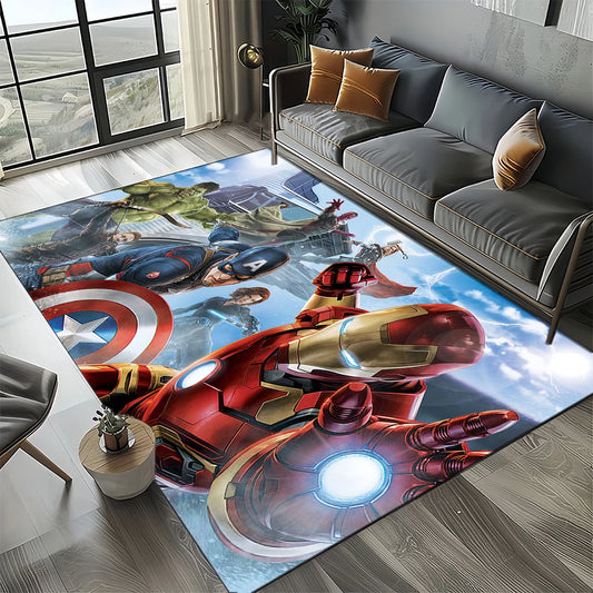 Tapis Avengers 3D - Design Logo Marvel Noir Rouge