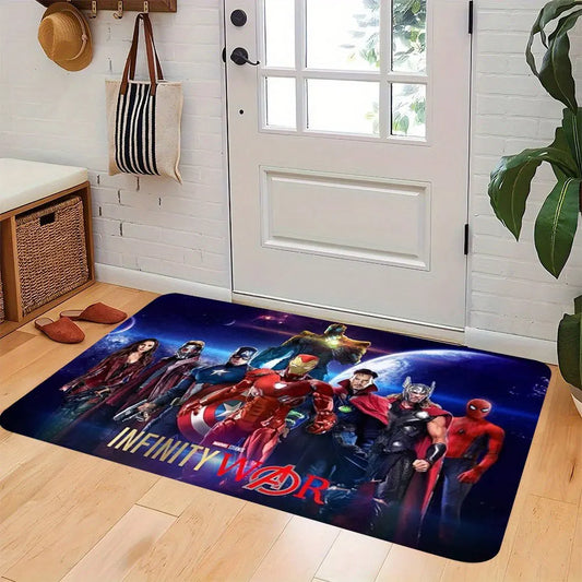Tapis Marvel Avengers Infinity War - Design Silhouettes Bleu Nuit