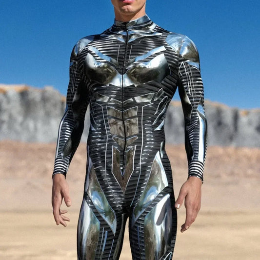 Déguisement Combinaison Futuriste - Armure Chromée Noir et Argent