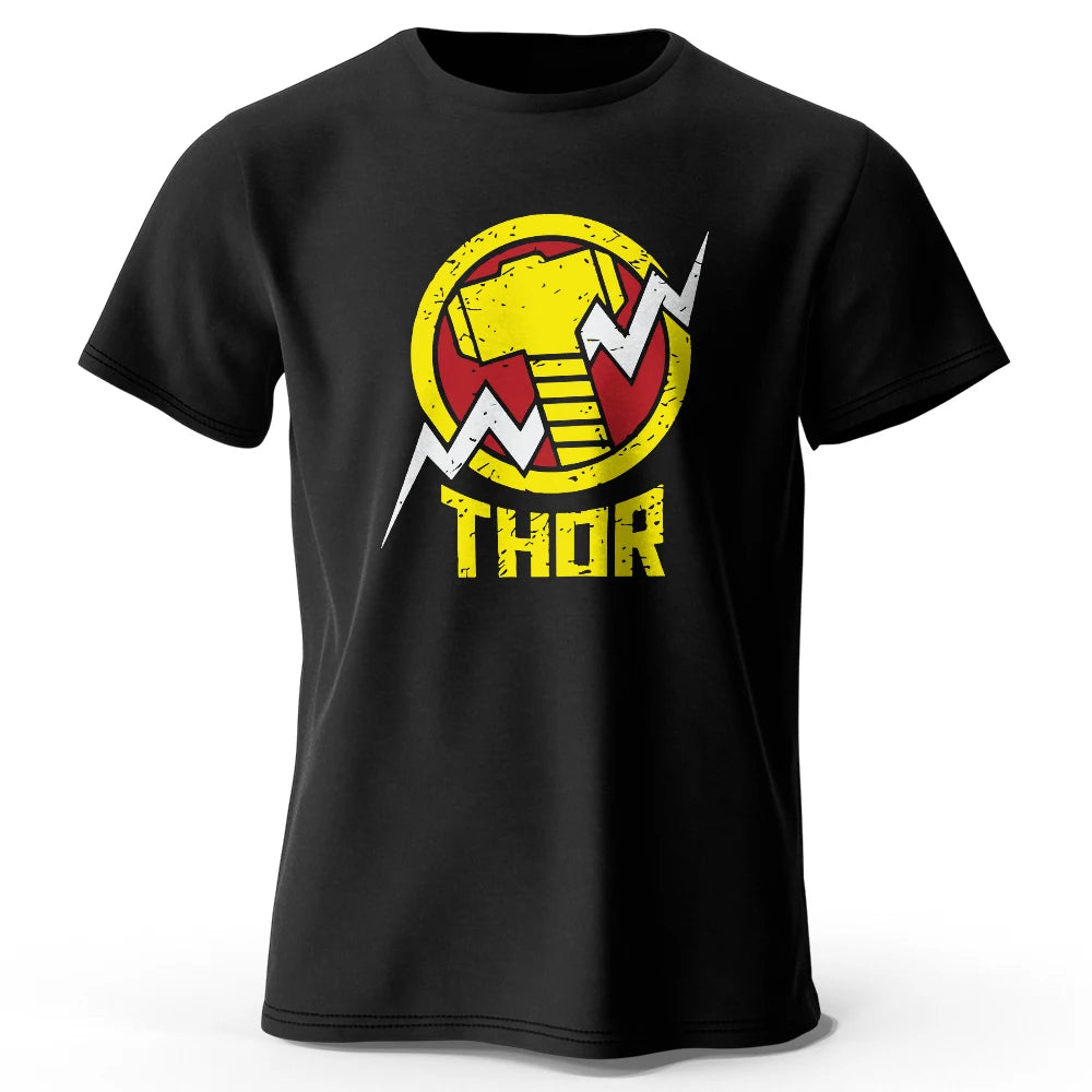 T-Shirt Thor - Logo Marteau Éclair Vintage Noir