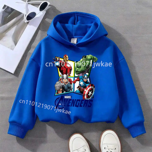 Sweat Capuche Enfant Avengers Losange 4 Heros - Bleu