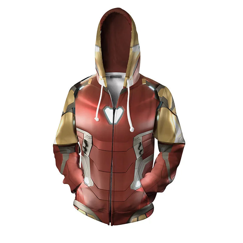 Sweat à Capuche Iron Man - Impression 3D Armure Rouge et Or