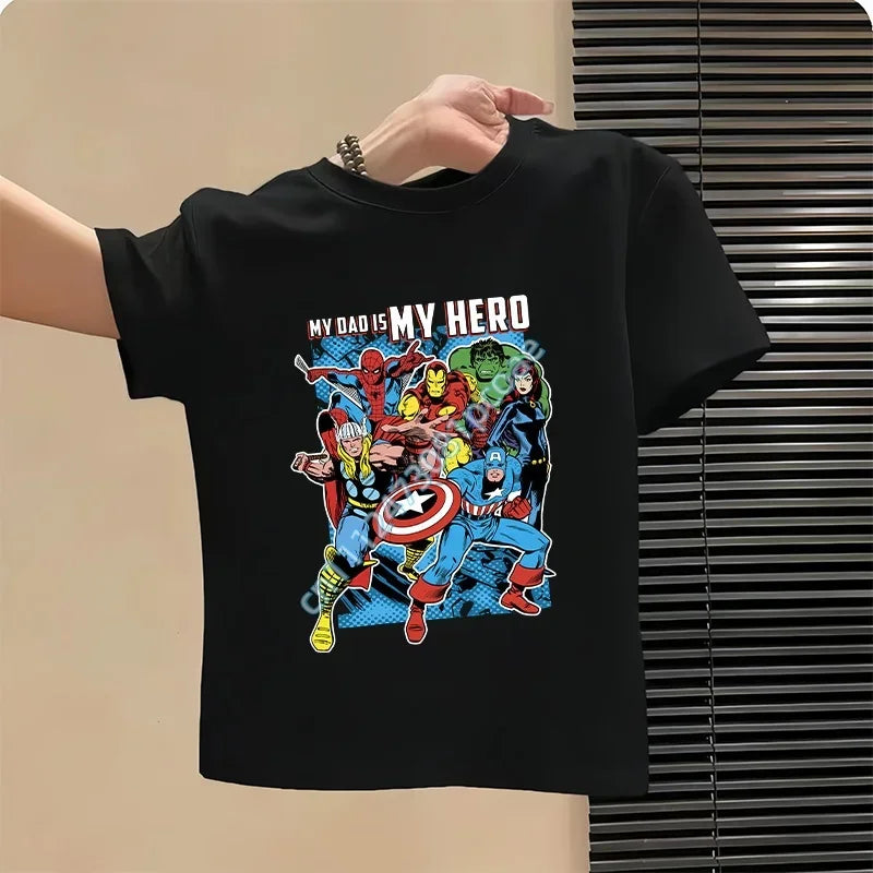 T-Shirt Enfant Avengers My Dad Is My Hero - Noir