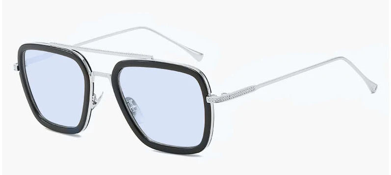 Lunettes Avengers Iron Man - Style Edith Monture Argent Verres Bleus