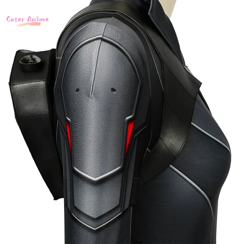 Costume Cosplay Black Widow Film - Combinaison Noire Ceinture Dorée Adulte
