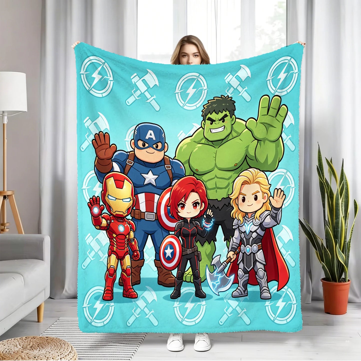 Plaid Polaire Avengers Chibi - Team Turquoise