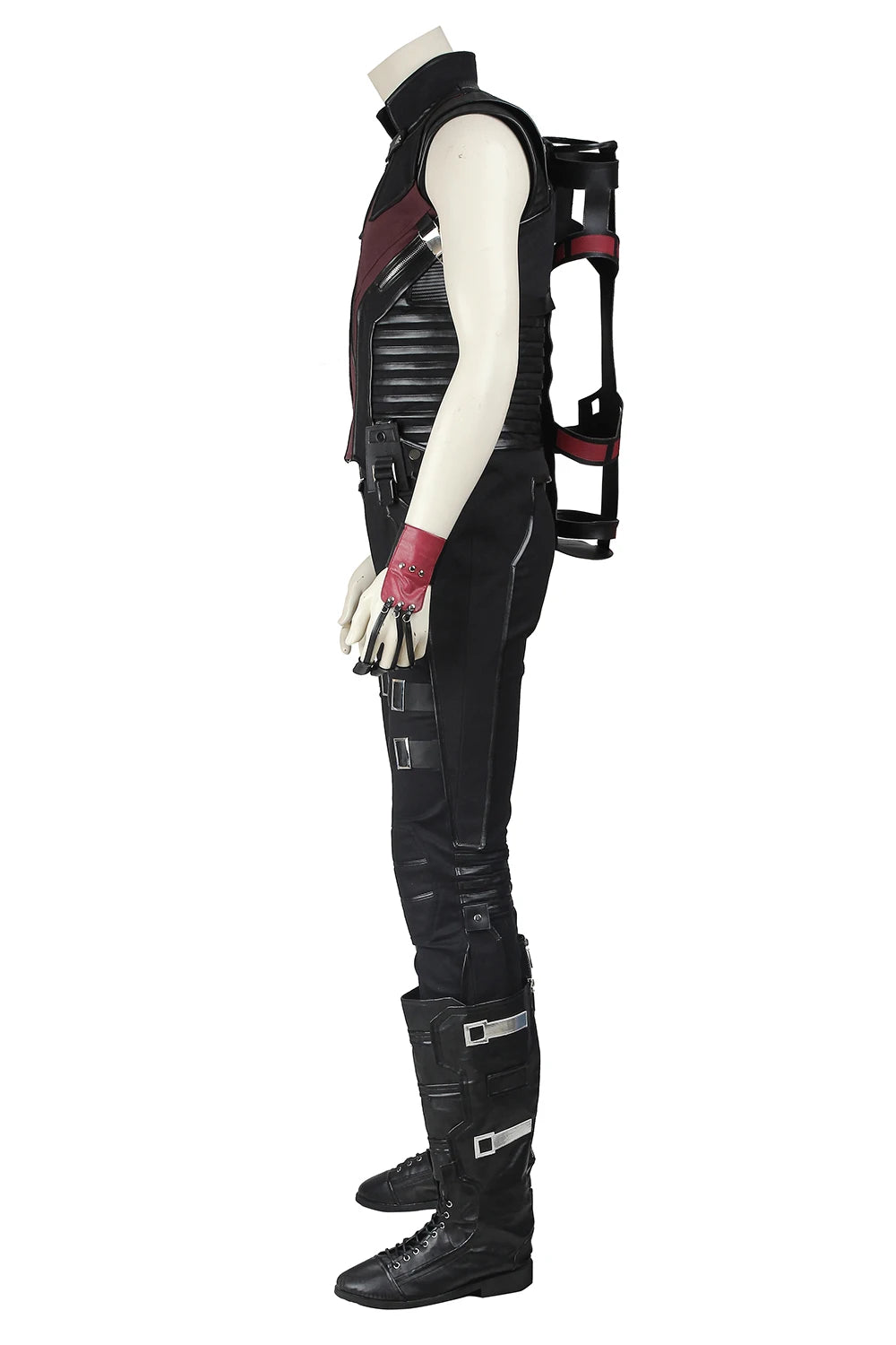 Déguisement Tactique Archer - Gilet Noir et Bordeaux avec Étui à Flèches Dorsal