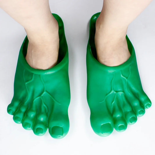 Chaussons Pieds Géants Hulk - Sandales Vertes Fun