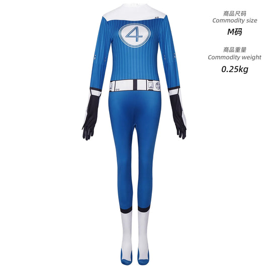 Déguisement Fantastic Four Susan Storm - Combinaison Bleue avec Logo 4