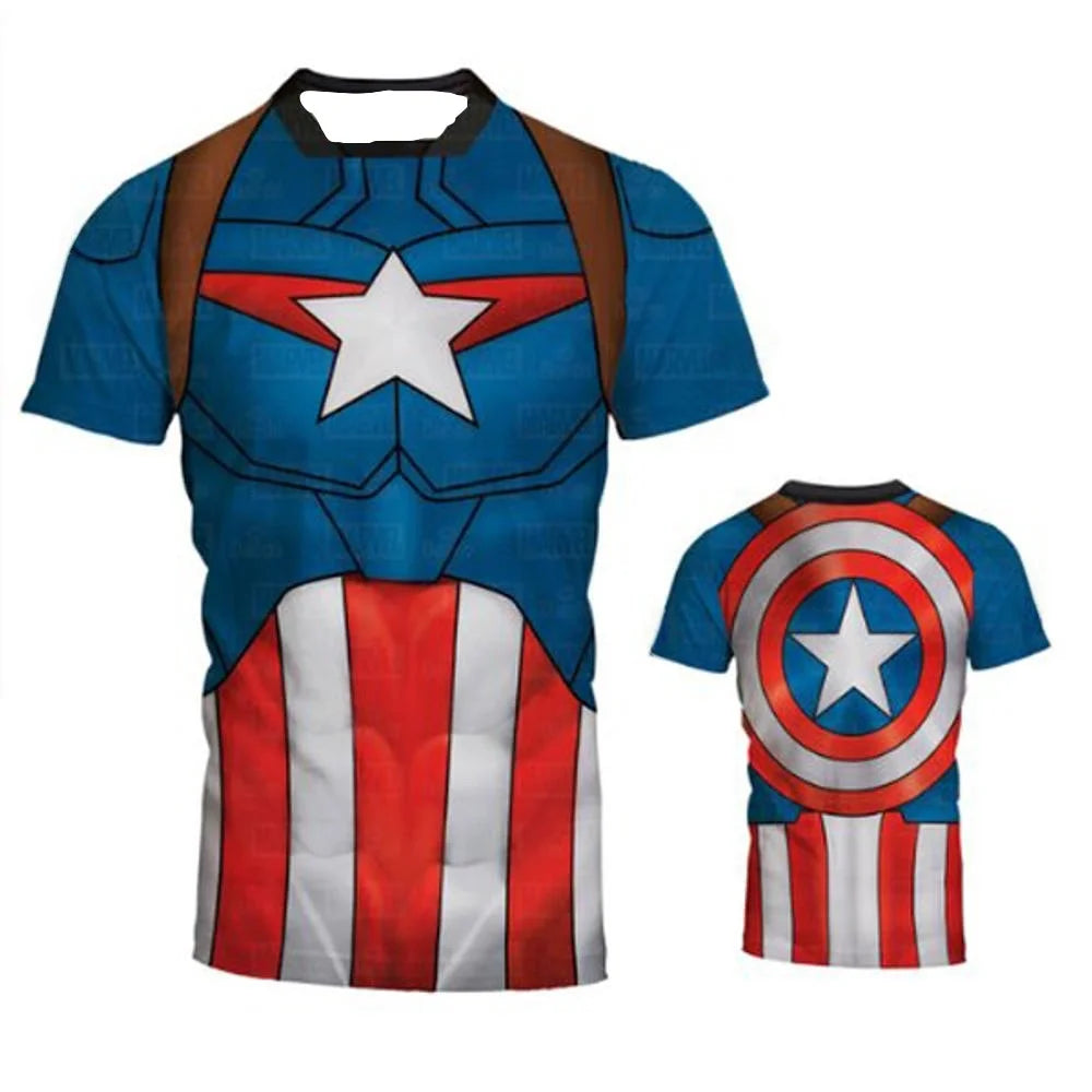 T-Shirt Compression Avengers Captain America - Bouclier au Dos