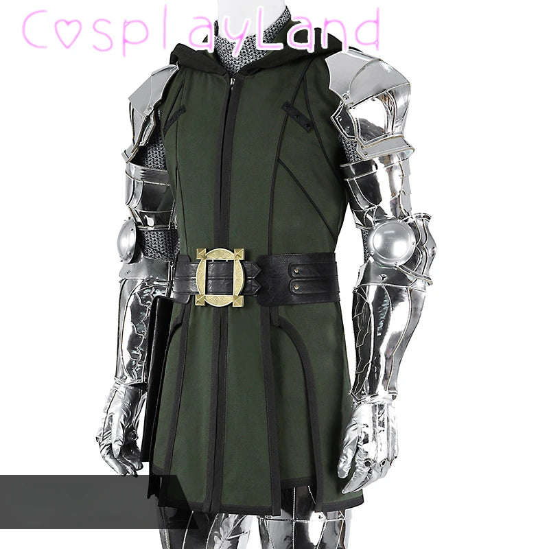Déguisement Doctor Doom - Combinaison Armure Argentée avec Cape Noire