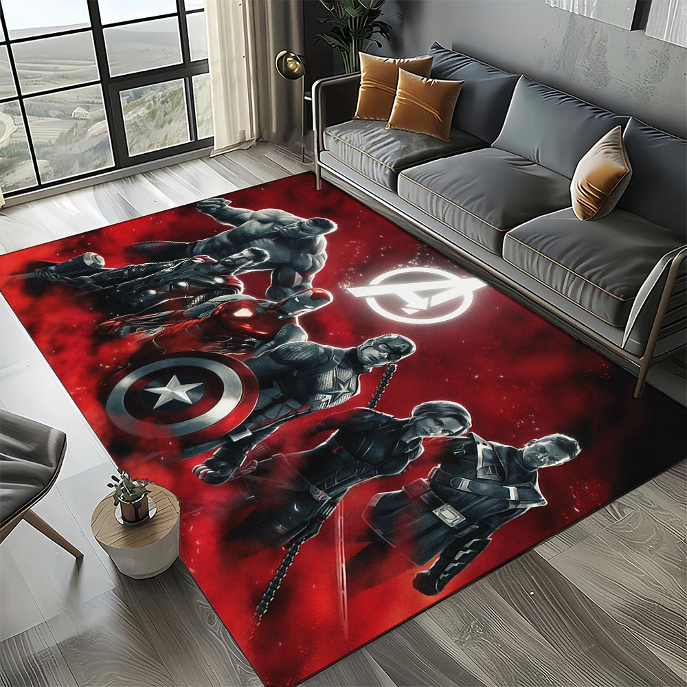 Tapis Avengers 3D - Design Logo Équipe Rouge Sombre