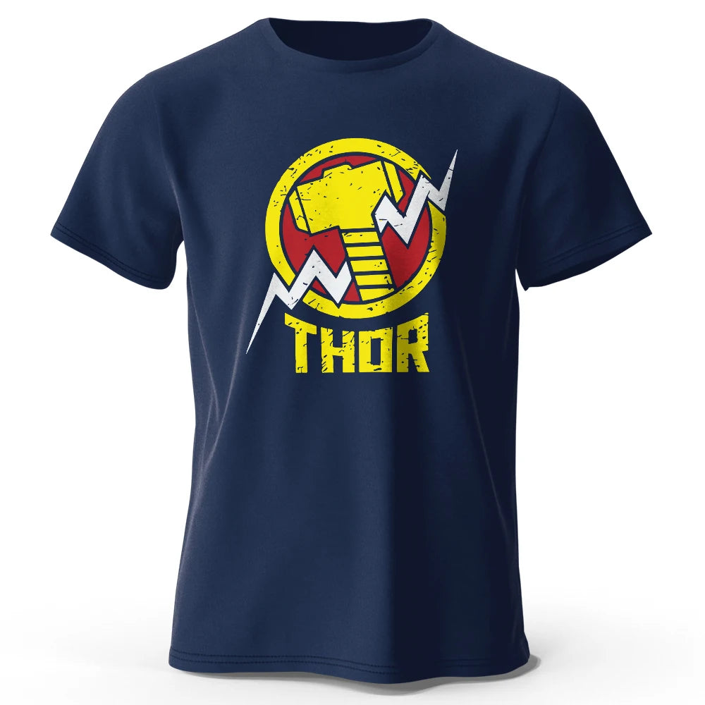 T-Shirt Thor - Logo Marteau Éclair Vintage Noir