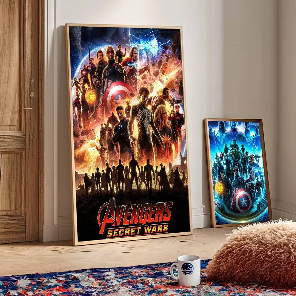 Affiche Avengers Secret Wars - Design Explosion Cosmique Équipe