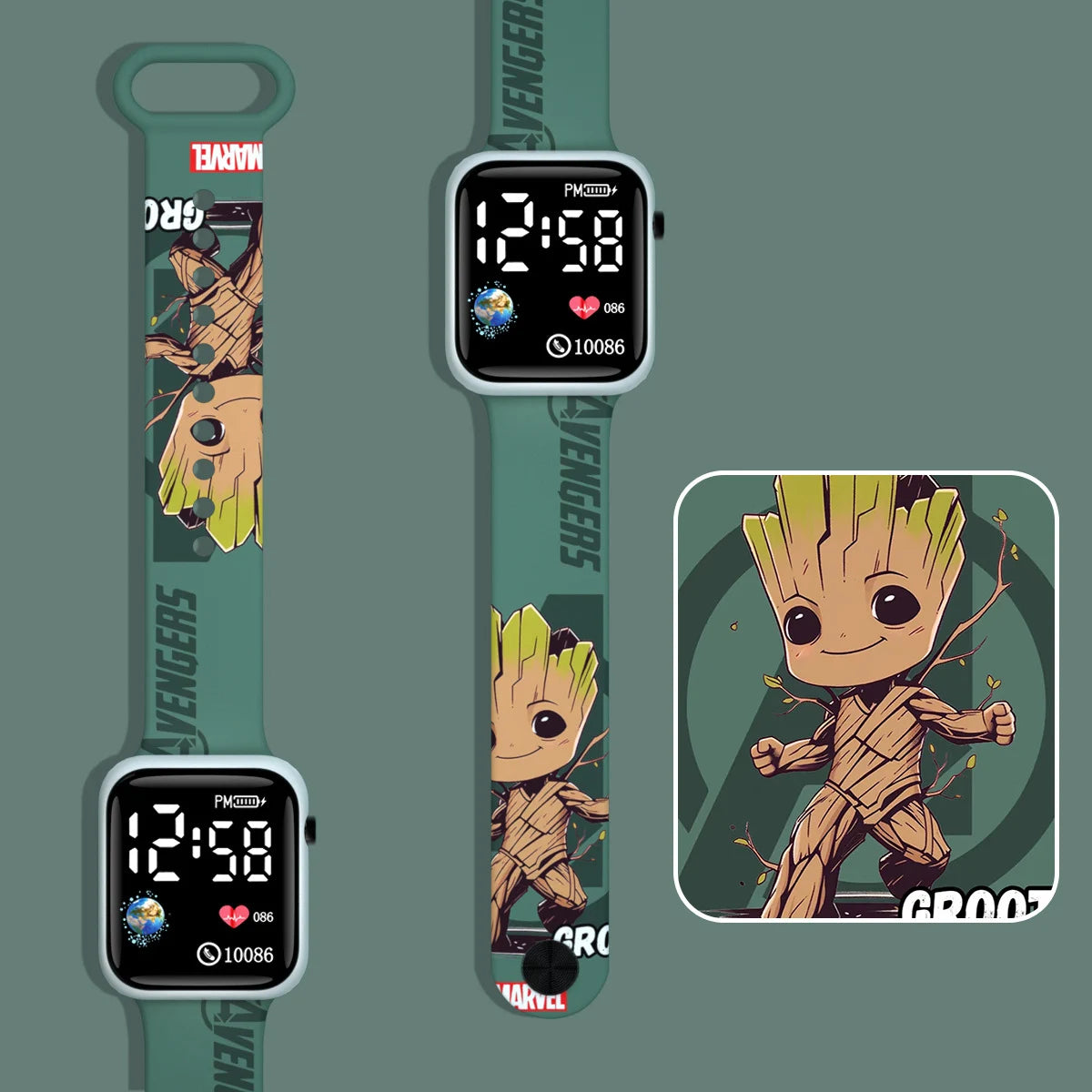Montre LED Enfant Baby Groot - Vert