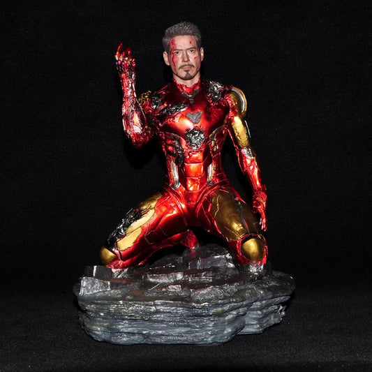 Figurine Iron Man - Statue Résine MK85 Endommagée Pose Agenouillée