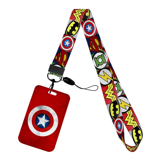 Porte-Badge Captain America - Bouclier Fond Rouge