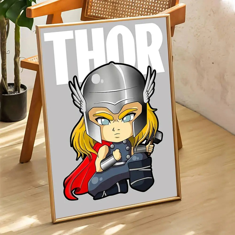 Affiche Chibi Thor - Fond Gris