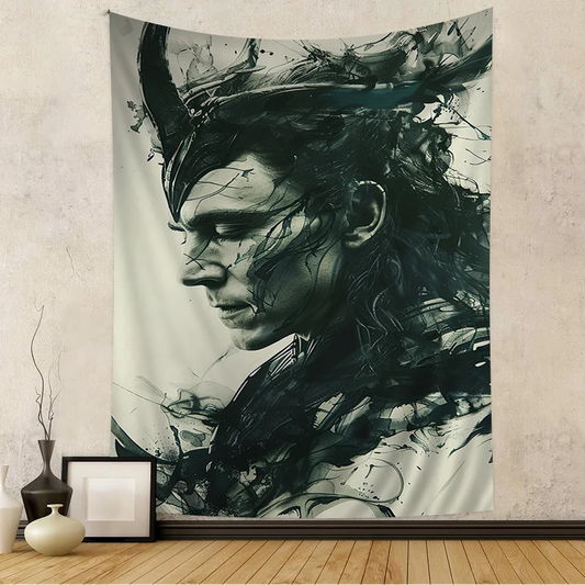 Tapisserie Loki - Portrait Croquis Encre