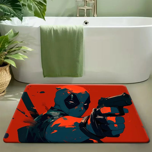 Tapis Marvel Deadpool - Design Silhouette Minimaliste Orange