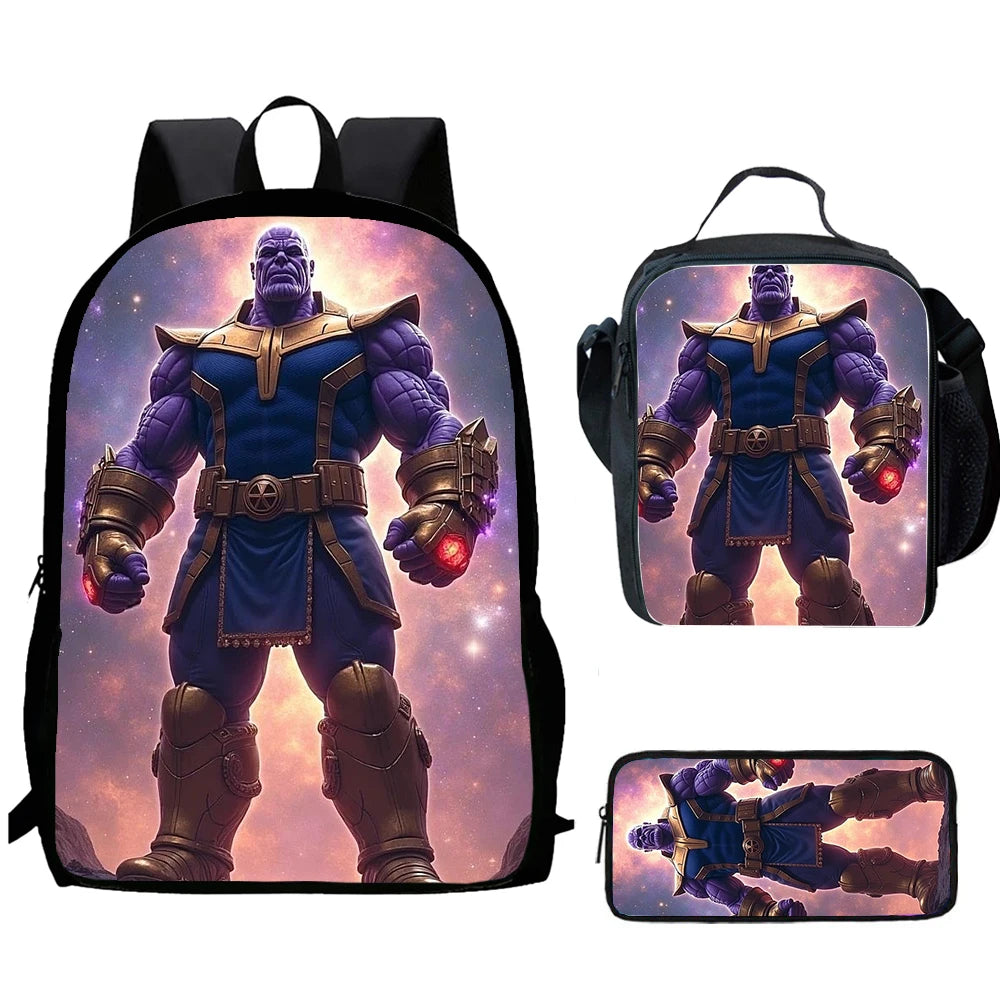 Sac à Dos Thanos Cosmique 3 Pièces - Galaxie Rouge Set École Enfant