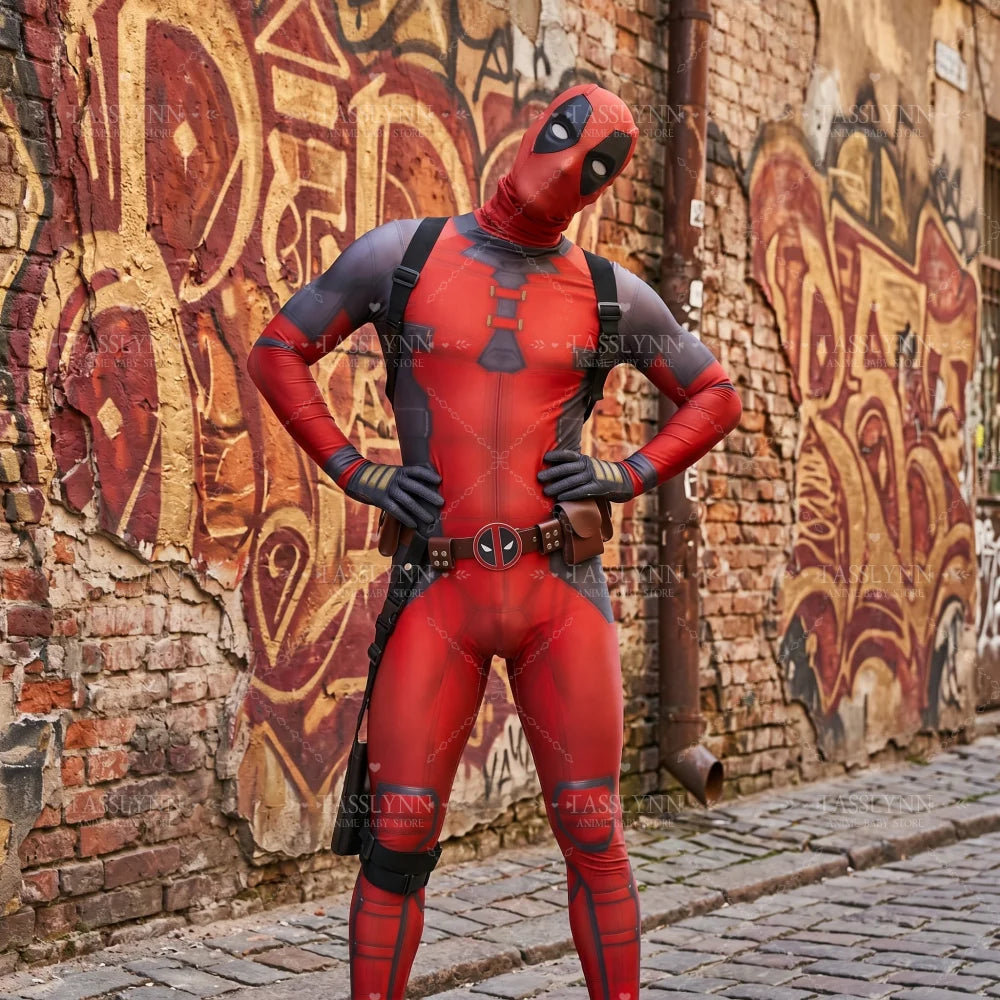 Combinaison Cosplay Deadpool Complète - Katanas Masque Ceinture Adulte