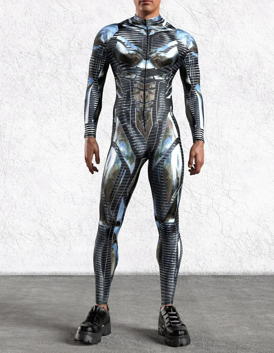 Déguisement Combinaison Futuriste - Armure Chromée Noir et Argent