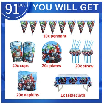 Décoration Anniversaire Avengers - Kit 91 Pièces