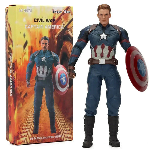 Figurine Avengers Captain America - Bouclier Rouge Fond Feu 1/6