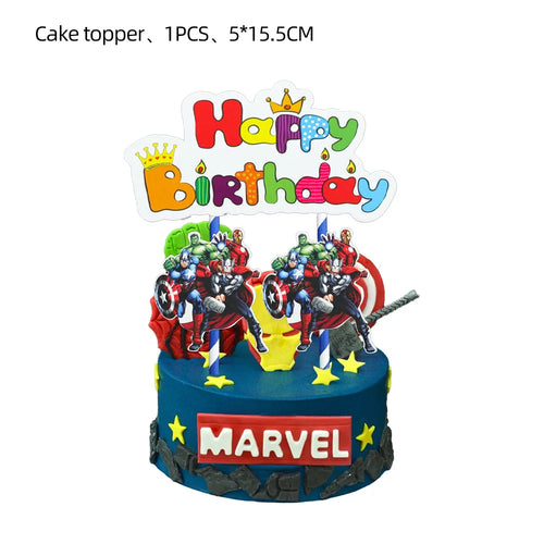 Décoration Anniversaire Avengers - Drapeau Gâteau
