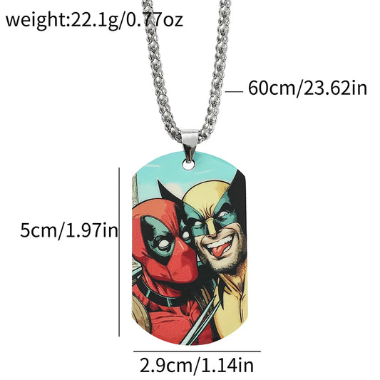 Collier Plaque Militaire Deadpool & Wolverine - Selfie Souriant Comic