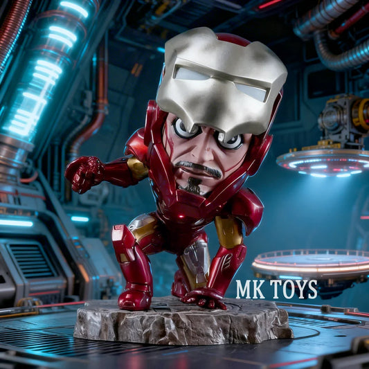 Figurine Iron Man Agenouillé Style Chibi - MK Toys 13cm