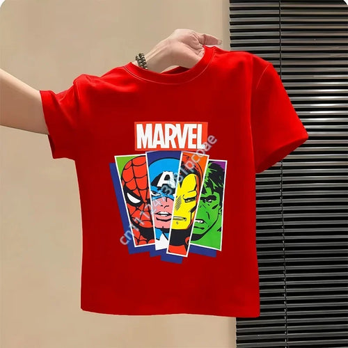 T-Shirt Enfant Avengers Marvel Bandes Portraits - Rouge