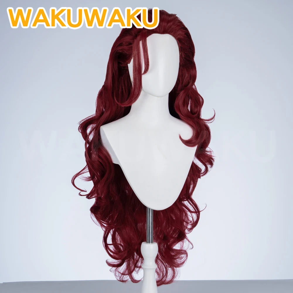Perruque Scarlet Witch - Cheveux Bouclés Rouge Bordeaux avec Diadème