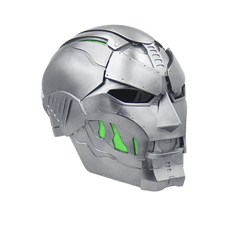 Masque Doctor Doom - Casque Métallique Argenté Design Anguleux Vert