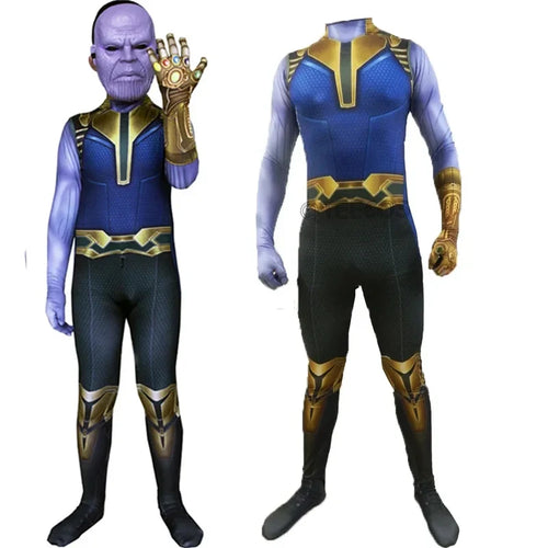 Déguisement Thanos - Combinaison Bleue et Dorée avec Gantelet