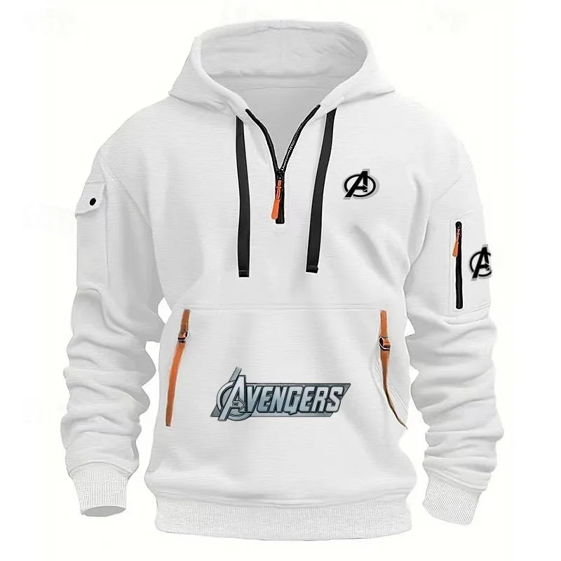 Sweat Capuche Demi-Zip Avengers Homme - Multi-Poches Noir Jaune