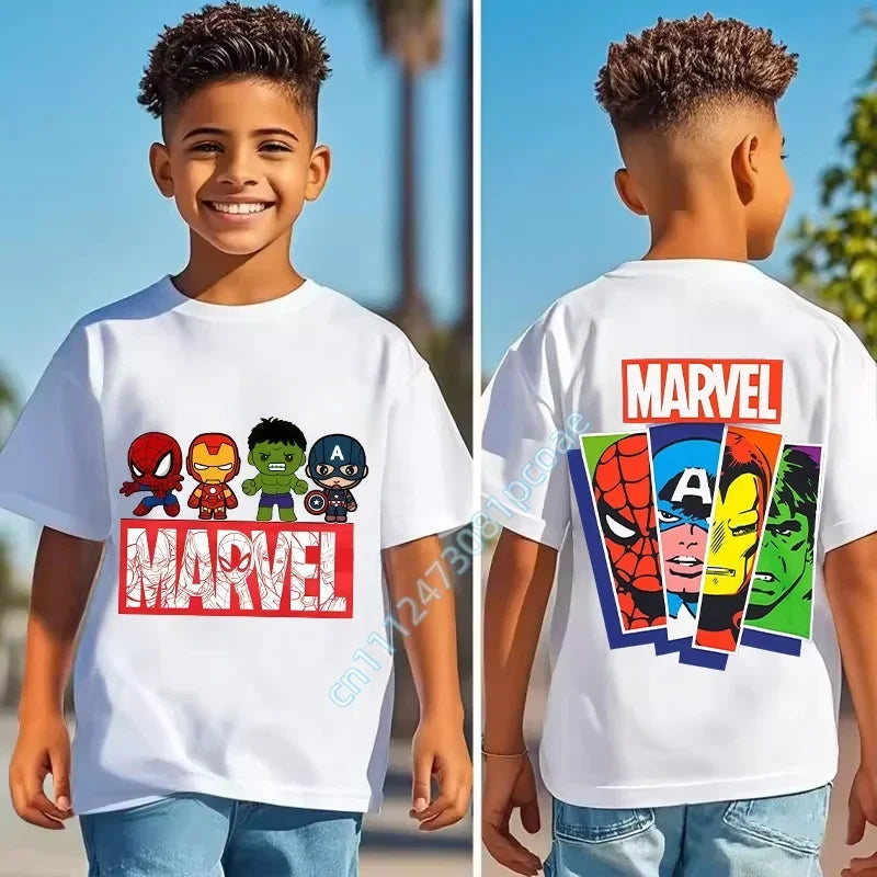 T-Shirt Enfant Marvel - Visages Pop Art Spider-Man Captain America Hulk