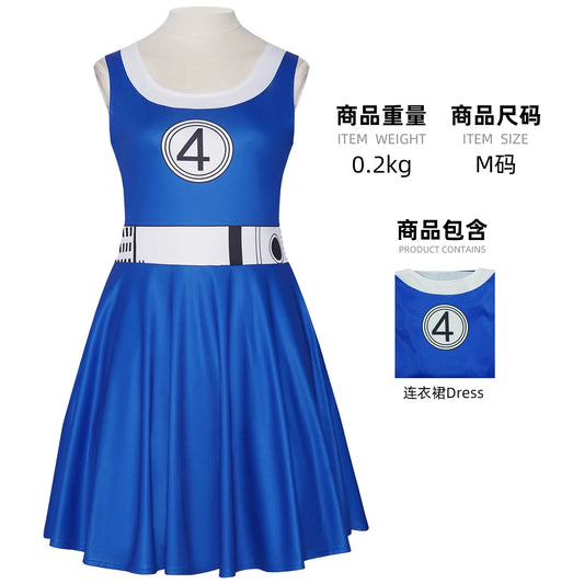 Déguisement Fantastic Four Invisible Woman - Robe Bleue avec Logo 4