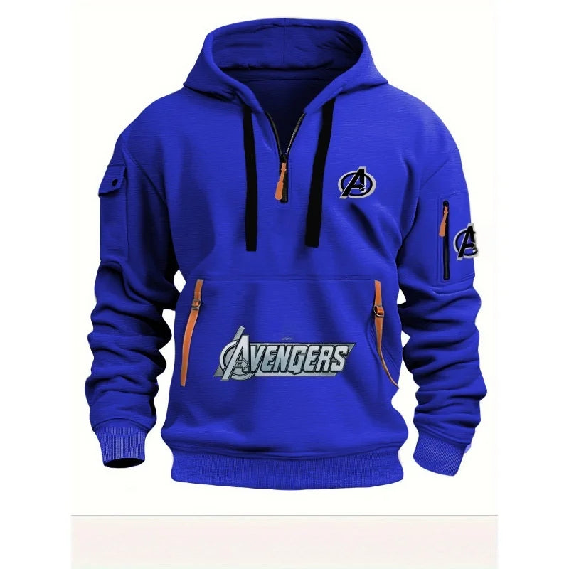 Sweat Capuche Demi-Zip Avengers Homme - Multi-Poches Noir Jaune