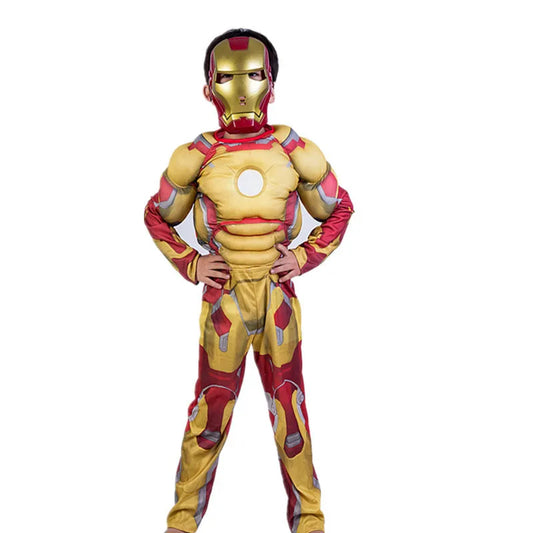 Costume Cosplay Enfant Iron Man - Combinaison Musclée Dorée