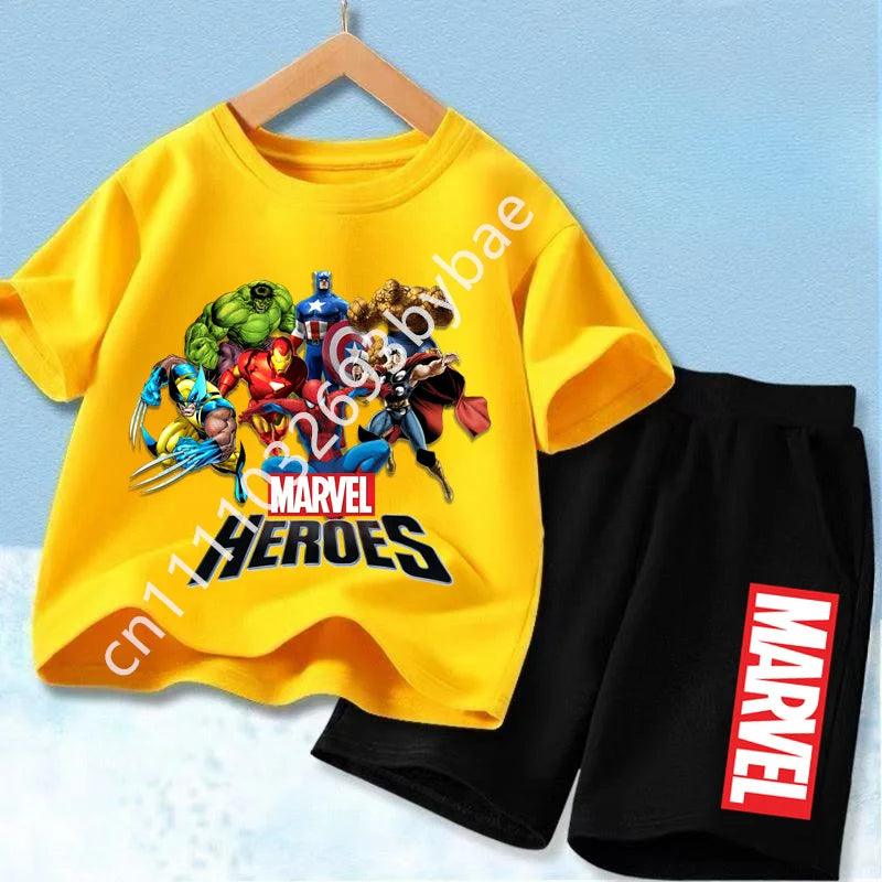 T-Shirt Avengers Marvel Heroes Enfant - Ensemble Jaune Groupe