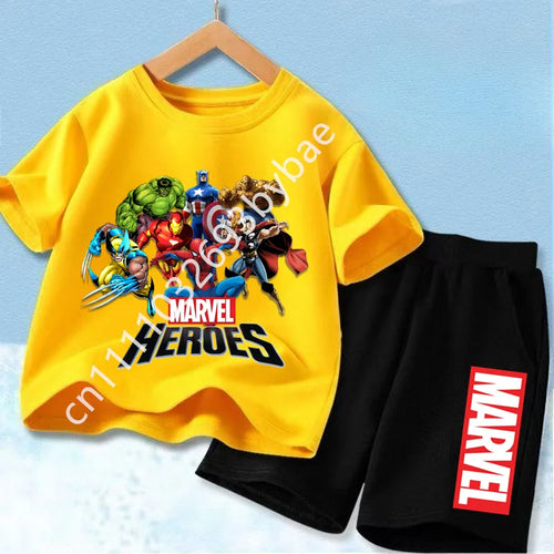 T-Shirt Avengers Marvel Heroes Enfant - Ensemble Jaune Groupe