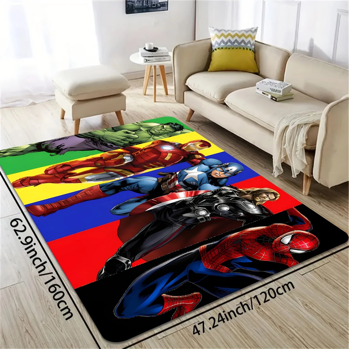 Tapis Avengers Groupe Héros - Bandes Colorées