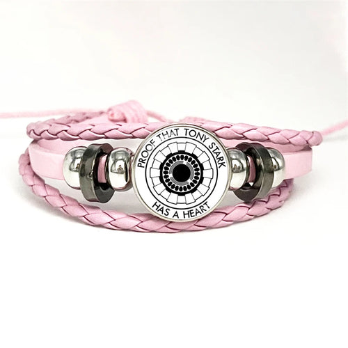 Bracelet Cuir Tony Stark Réacteur Arc - Rose Motif Points Concentriques