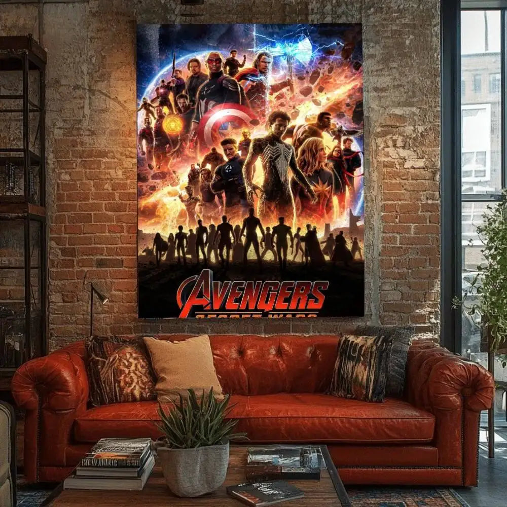 Affiche Avengers Secret Wars - Design Explosion Cosmique Équipe